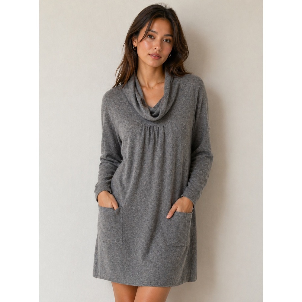 Vertigo Paris Wool‎ Angora Cowl Neck Knit Dress Preppy Quiet Luxury Old Money